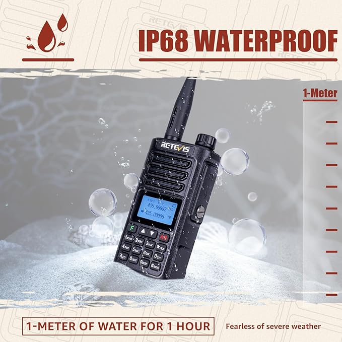 Retevis RA89 Ham Radio Handheld, Dual Band Two Way Radio, Rechargeable Portable Radio with One Key Frequency Match, 2500mAh, IP68 Waterproof, Long Range Walkie Talkies for Emergency Service(2 Pack)