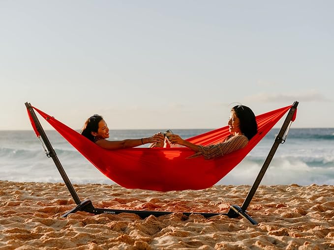 KAMMOK: Roo Double Hammock | Made from Strong & 100% Recycled Water Resistant Ripstop Fabric | Comfortable, Packable, Lightweight (Lifetime Adventure Grade Warranty), Granite Gray