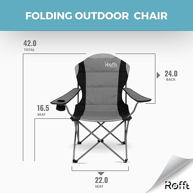 Camping Folding Chairs | Heavy Duty | Supports 250 LBS | Steel Frame | Collapsible with Cup Holder | High Back | 21" D x 36" W x 42" H
