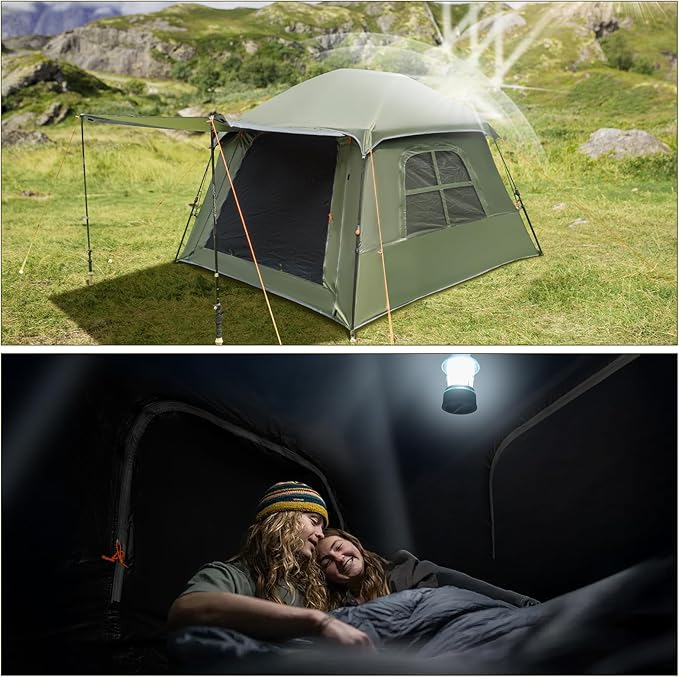 Night Cat Blackout Cabin Tent: 4 Person Pop Up Camping Tent with Vestibule & Rainfly Waterproof Instant Easy Setup Family Tent