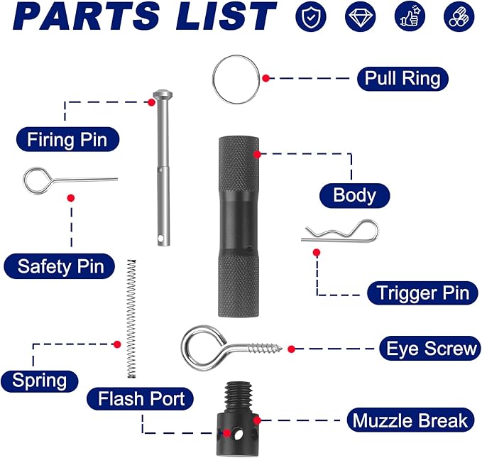 Perimeter Trip Alarm, Camping Trip Wire Alarm Device, Early Warning Security System for Camping and Property Safety, Use 209 Primers