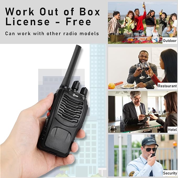 TIDRADIO TD-V2 Walkie Talkies for Adults Long Range, Rechargeable Two Way Radios with Secret Service Earpiece, 16CH Portable Durable Flashlight VOX Walky Talky(Black, 6 Pack)