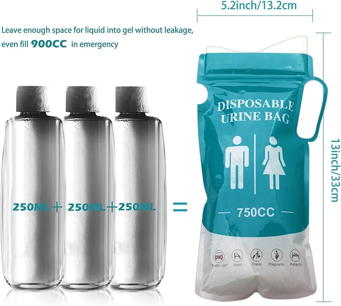 Disposable Urine Bags Pee Bags Unisex Urine Bag Vomit Bag for Outdoor Travel Urinal Toilet Traffic Jam Emergency Portable Car for Men Women Kids Children Patient 4PCS