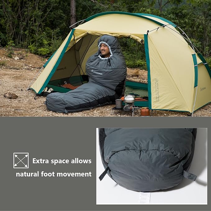 BISINNA Mummy Sleeping Bag for Adults 14-41℉ Cold Weather Camping Sleeping Bags with Compression Sack for Backpacking Hiking Traveling