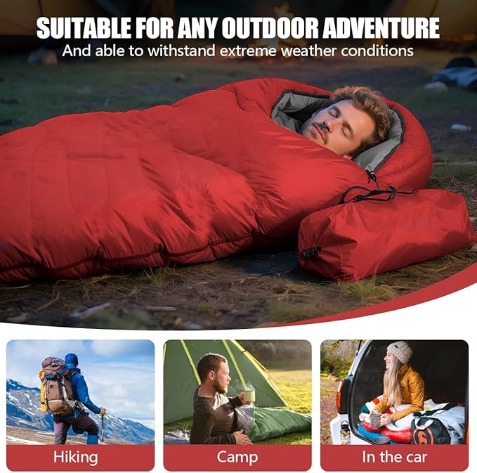OBTANIM Sleeping Bags Portable Waterproof Camping Sleeping Bag for Adults Kids 4 Seasons Cold Weather or Warm Backpacking Hiking Mountaineering Indoor Outdoor Use