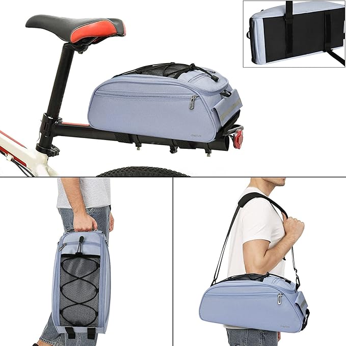 MOSISO Bike Rack Bag, Waterproof Bicycle Trunk Pannier Rear Seat Pouch Cycling Bike Carrier Backseat Storage Luggage Saddle Shoulder Bag