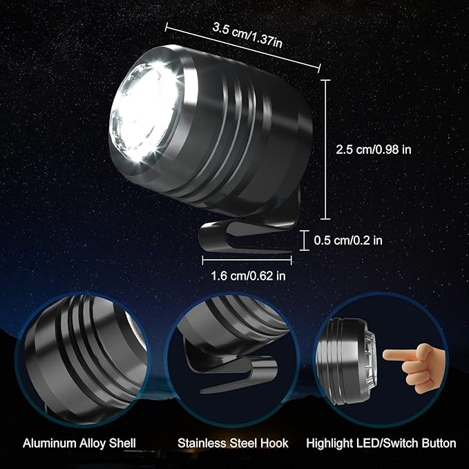 2 Original Headlights for Crocs, Adjustable Croc Light for Shoes, Flashlights Accesories for Crocs Kids Adults Sandals, Clip on Clog, Headlamps Shoes Decorations for Crocs