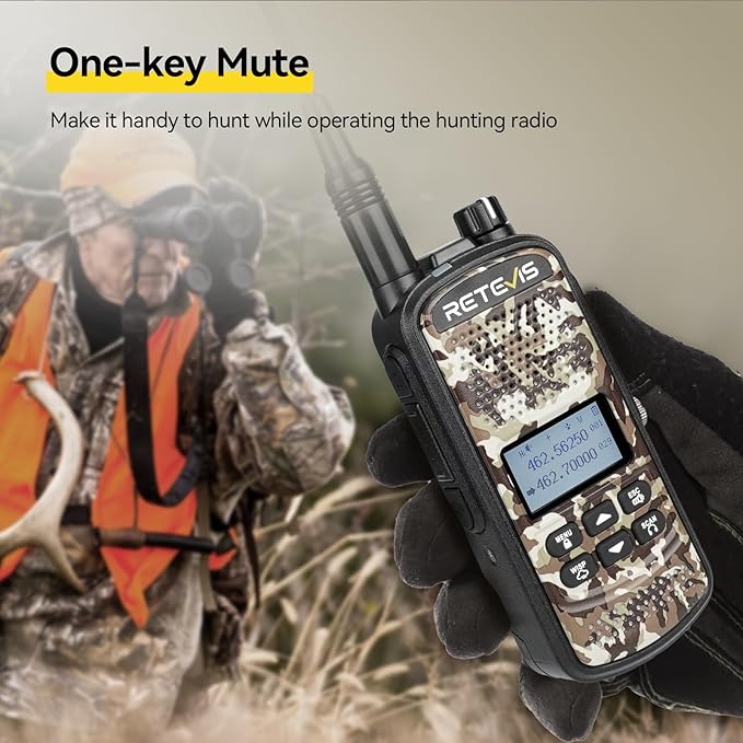 Retevis EZTalk 2 GMRS Two Way Radio, IP67 Waterproof Walkie Talkies, 2200mAh, NOAA, Rechargeable Hunting Radios Long Range, Handheld Walkie Talkie for Adult, Hunting Camo 2 Pcs