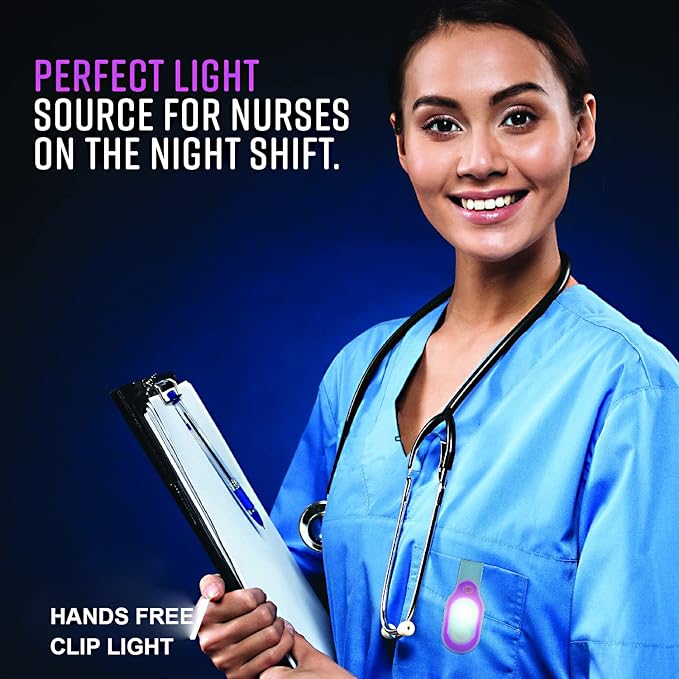 lumif-y Light for Nurses LED Flashlight Clip on Flashlight for Night Safety Care Night Light Hands-Free Strong Magnetic Grab Clothes, Suitable for Walking Running Sports Outdoor Emergency(Pink)