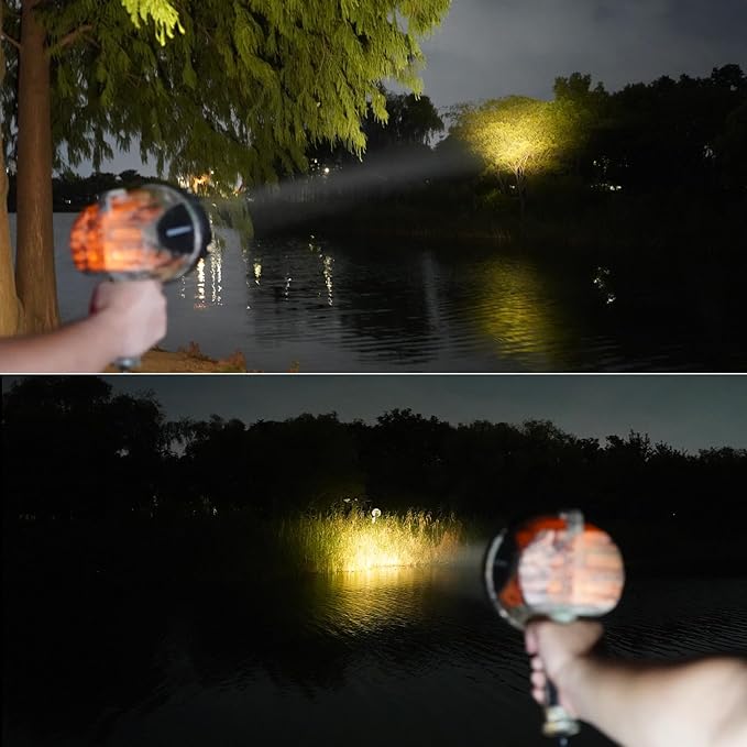 GOODSMANN 1500 Lumen Spotlight Halogen Water Resist Flashlight with 12V DC Car Charger Searchlight for Camping Boating Fishing Hunting Hiking Patrolling and Road Trips