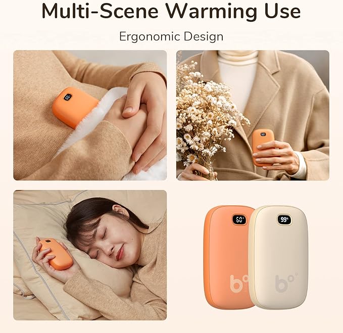 JISULIFE Hand Warmers Rechargeable with 9000mAh Backup Power Bank, Electric Hand Heater, Reusable Battery Operated Hand Warmer, Winter for Women/Men/Camping/Fishing/Hunting