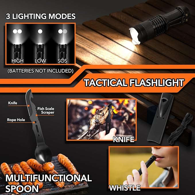 Dusor Gifts for Men, 21 in 1 Survival Kit, Dad Gifts Survival Gear and Supplies, Gifts for Dad Husband, Camping Essentials Must Have, Mens Gifts for Camping Fishing Huntin
