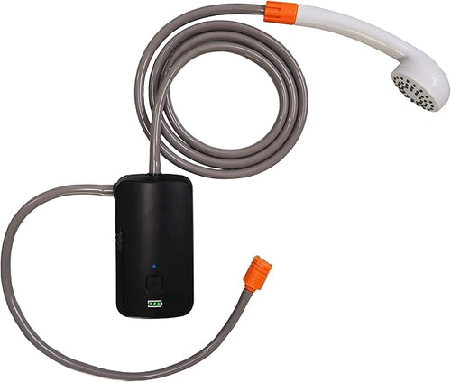 Portable camping shower set, 4400mAh battery,self suction shower pump,suitable for family camping, hiking,backpacking,beach,pets,pumping the water from the bucket into a stable and gentle shower flow