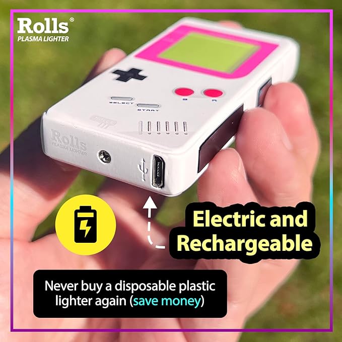 Rolls Electric Lighter - USB Rechargeable Cool Lighters - Retro Gamer Gifts for Women - Windproof Electronic Arc Lighter - Candle Lighter - Custom Unique Gadgets - by Rolls Plasma Lighter (Pink)