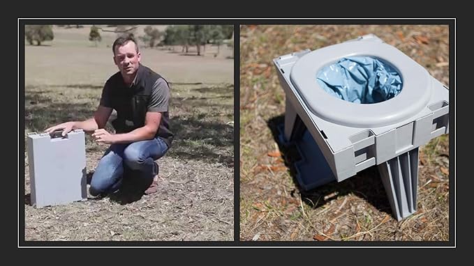 GO Anywhere Complete Portable Camping Toilet - For Camping, Hunting, Fishing and More - Comes with 3 Bonus Toilet Kits (Waste Bag with Poo Powder, Zip-Close Storage Bag, Toilet Paper & Hand Sanitizer)