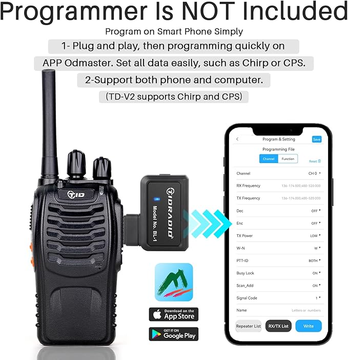 TIDRADIO TD-V2 Walkie Talkies for Adults Long Range, Rechargeable Two Way Radios with Secret Service Earpiece, 16CH Portable Durable Flashlight VOX Walky Talky(Black, 6 Pack)