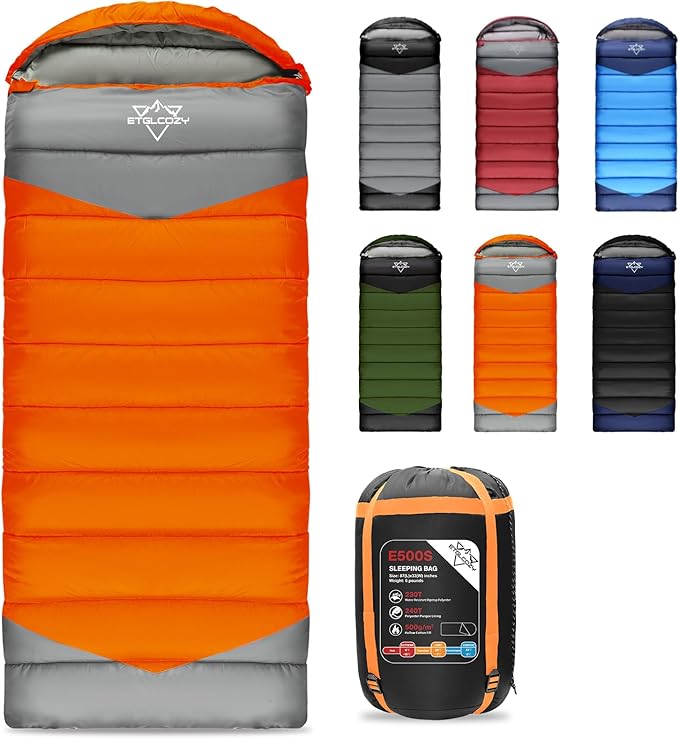 Sleeping Bag for Adults Cold Weather & Warm, Lightweight Backpacking Camping Hiking Essentials Gear for Kids 10-12 Girls Boys Compact w/Compression Sack Indoor Outdoor Sleep Must Haves