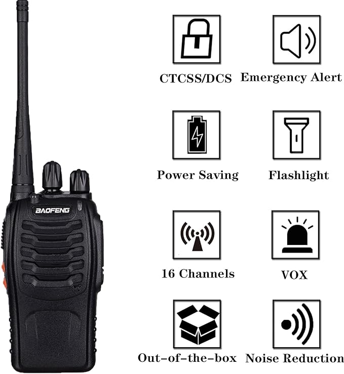BAOFENG 888S Walkie Talkies Long Range for Adults with Earpieces,16 Channel Walkie Talky Rechargeable Handheld Radio for Cruise Hunting Skiing Two Way Radios (3Pack)