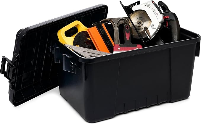Plano Sportsman Trunk, Black, Small, Lockable Storage Box, Airline Approved Sportsman Trunk, Hunting Gear and Ammunition Bin, Heavy-Duty Containers for Camping, 56-Quart