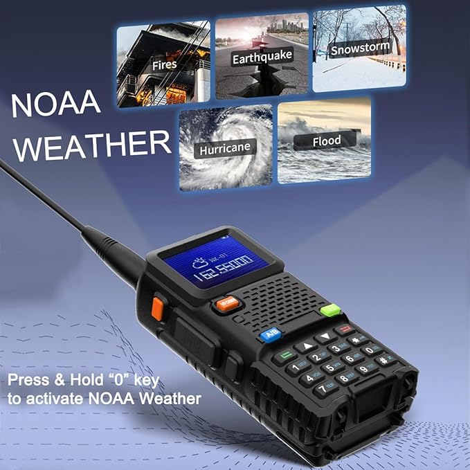 Ham Radio Handheld Baofeng Radio 5RM Long Range Walkie Talkies UV-5R Upgraded Two Way Radio, NOAA Weather, Type C Charging, 999CH Frequency Copy, Rechargeable 2500mAh Battery, Hiking Hunting Trip