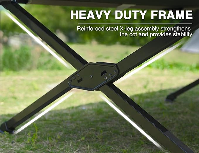 EVER ADVANCED Sleeping Cot for Adults, Heavy Duty Camping Cots for Outdoor with Carry Bag, Extra Wide Folding Bed Camp Cot, 84.3" L x 41.9" W, Supports to 550 lbs