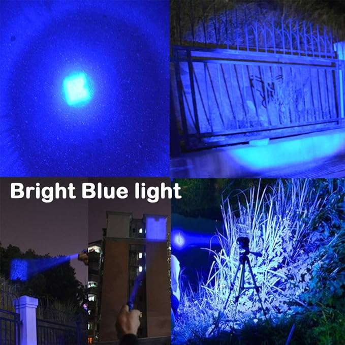 (Pack of 5 Multicolored Single Mode Flashlight: Red Light Flashlight, Blue Light Flashlight, Green Light Flashlight, 395 UV Light Flashlight, White LED Light Flashlight