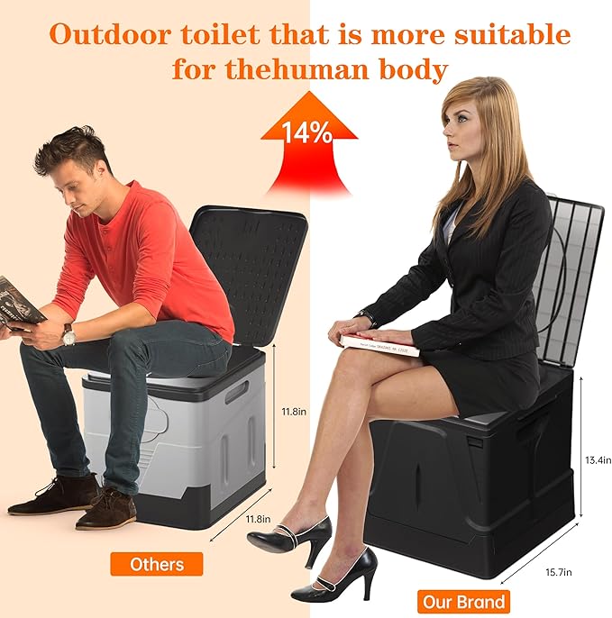 Camping Toilet, Composting Toilet with Biodegradable Bags, Portable Potty for Adults, Folding Toilet for Car Camping Hiking Long Trips Beach