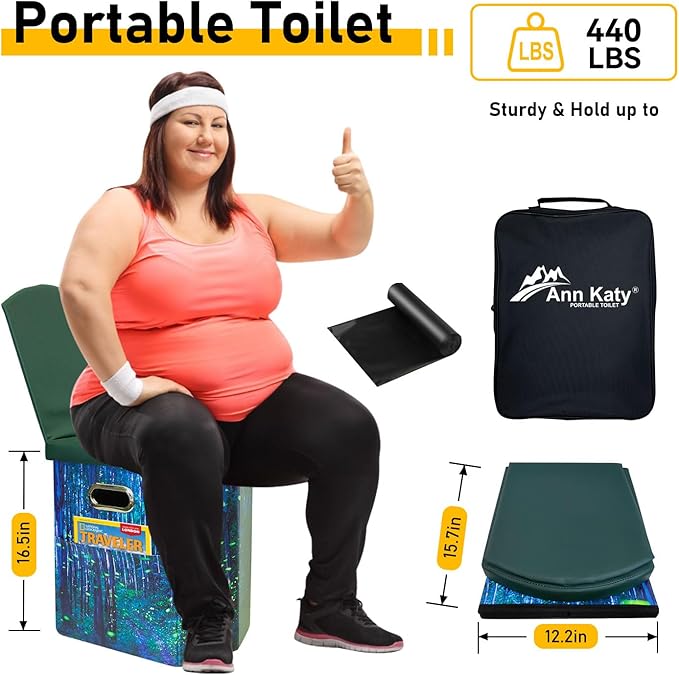 Portable Toilet with Pop Up Privacy Tent,XL Large Portable Toilet for Adults, Outdoor Camping Shower Tents Changing Room Emergency Folding Toilet Tent Kit with Carry Bag for Camping/Hinking…