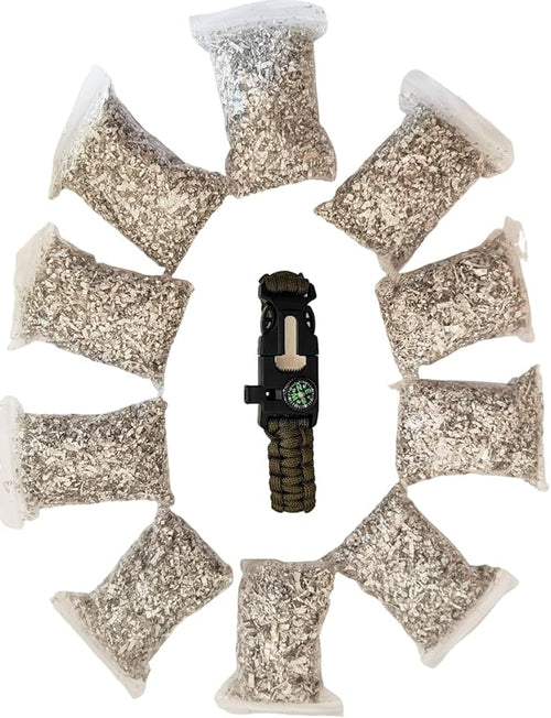 Emergency Magnesium Fire Starter 10 Bags Wax Rope Tent Paracord Bracelet for Camping Hiking Bushcraft Outdoor Survival Fishing Hunting