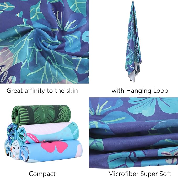 CHARS Microfiber Quick Drying Beach Towel Super Absorbent & Sand Free Towel for Kids Teens Adults Travel Gym Camping Pool Yoga Outdoor and Picnic(63"×31"/63"×39")