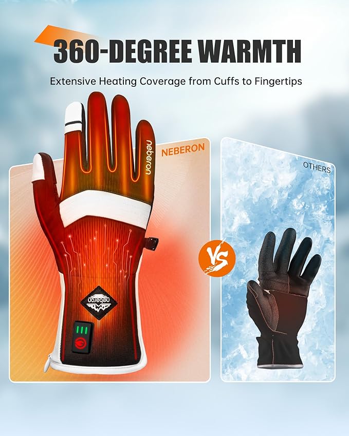 Heated Glove Liners Men Women, 7.6V Rechargeable Battery Heated Work Gloves Thin for Hunting Raynaulds Skiing Motorcycle Snowboarding Cycling Arthritis Riding Hiking Running