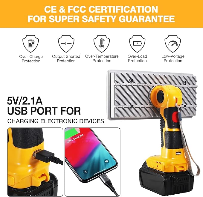 YEX-BUR 40W 4200LM LED Work Light for Dewalt 20v Battery, Handheld Flashlights Spotlight Floodlights for Men for Car Repairing, Camping, Emergency