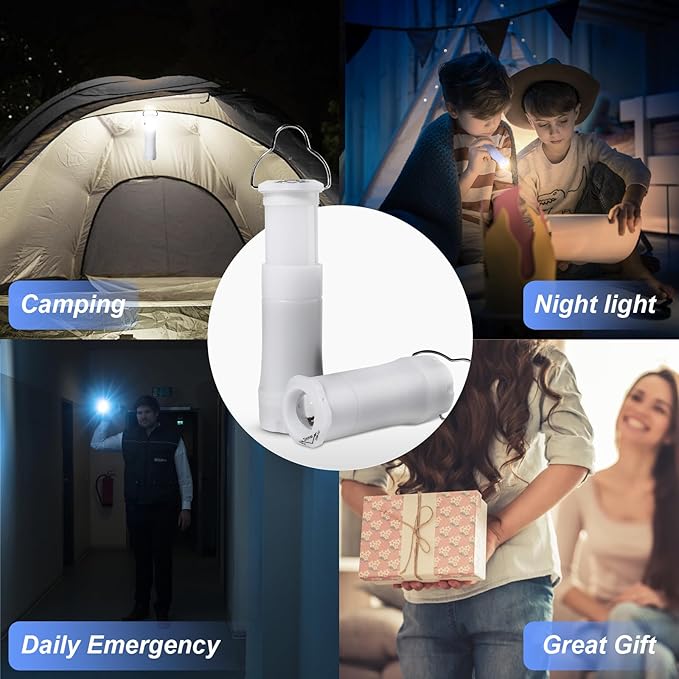 Kunhe 2 Pack 2-in-1 Glow in The Dark Mini Lantern Flashlight for Kids 3*AAA Small Tent Light 3 Mode Switching Portable Outdoor Led Camping Essential for Hurricanes Travel Emergency Lighting Gifts