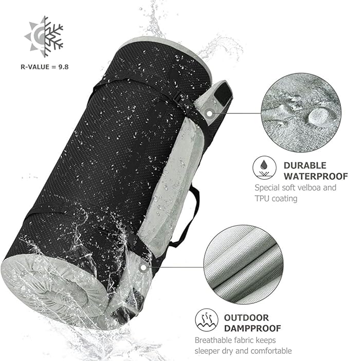Willpo CertiPUR-US Memory Foam Camping Mattress with Travel Bag and 2 Interchangeable Covers, Lightweight Portable Sleeping Pad for Tents, Guest Beds, Home