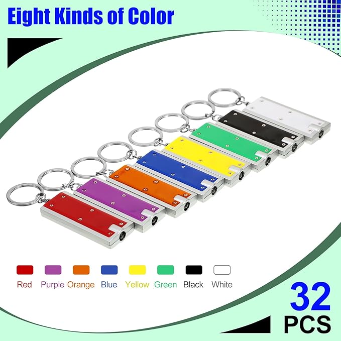 16 Pieces Mini Keychain LED Lights Keychains Flashlight Assorted Color Ultra Bright Flashlight Portable Key Chain Flash Light Torch Key Ring Powerful Keychain Lights for Outdoor Camping Activity