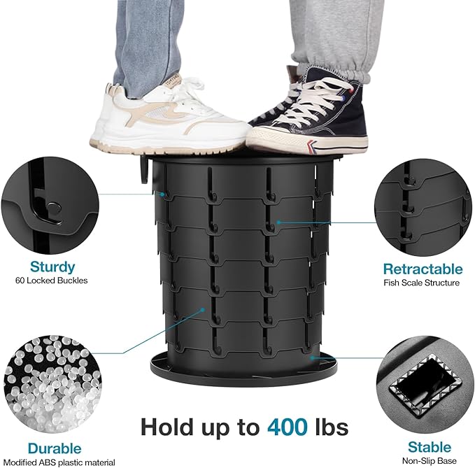 TRIPTIPS Upgrade Retractable Portable Toilet Travel Toilet Adjustable Height Camping Toilet Portable Potty for Adults Kids, Foldable Portable Toilet for Camping/Car, XL Pro size
