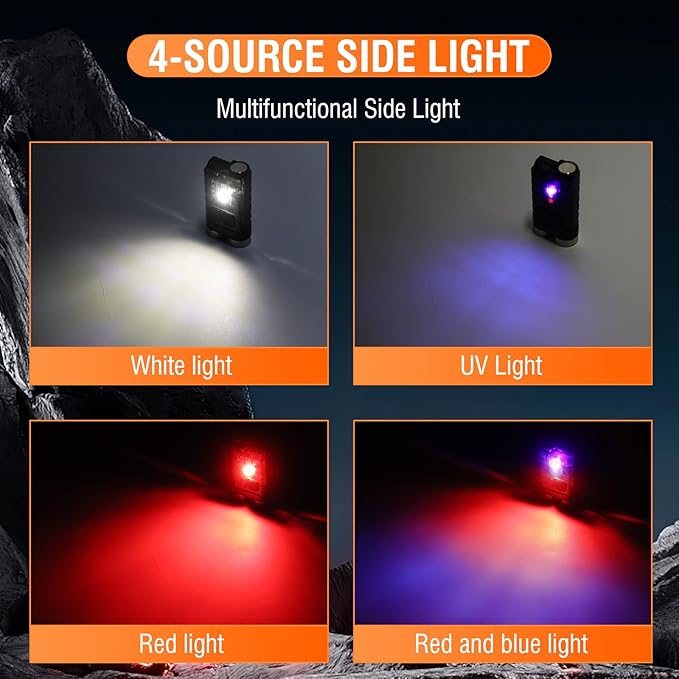 E3 Mini Keychain Flashlight Brightest 900 Lumens, Rechargeable Small Powerful Flash Light 10 Modes, LED Pocket Flashlights with UV Red Blue Light, Magnetic, IP65 Waterproof