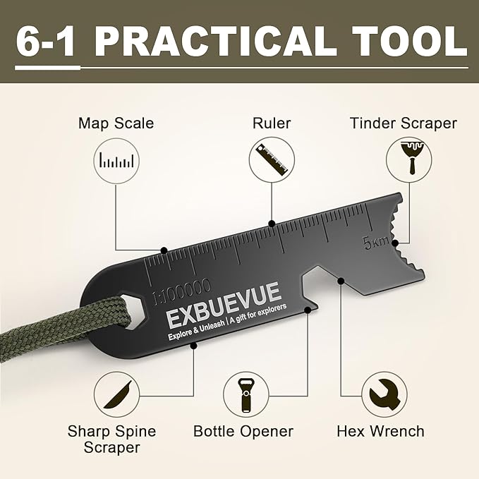 Fire Starter, 5'' Ferro Rod Outdoor Survival Tools Flint and Steel with 2X 13'' Waterproof Tinder Wick Rope and Stricker, Survival Paracord for Bushcraft, Camping, Hiking Kits
