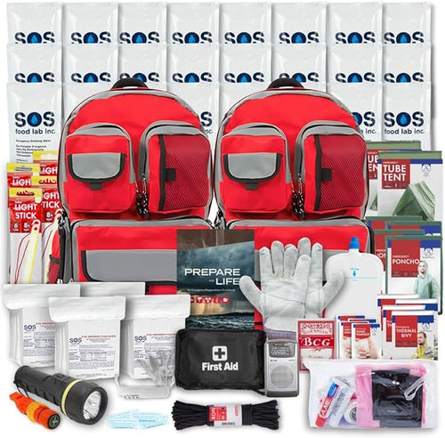 Family Emergency Kit - 4 Person | All-in-one Survival Kit Backpack for Earthquake, Flood, Disaster Relief, Civil Unrest & Outdoor - Survival Bag & Emergency Preparedness Kit for Families