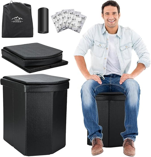 Portable Toilet for Adults, XL Portable Toilet for Camping, 16.5'' Camping Toilet with Lid, Camp Toilet with Handbag, Travel Potty for Camping, Hiking, RoadTrip, Car, Tent, Truck Drivers