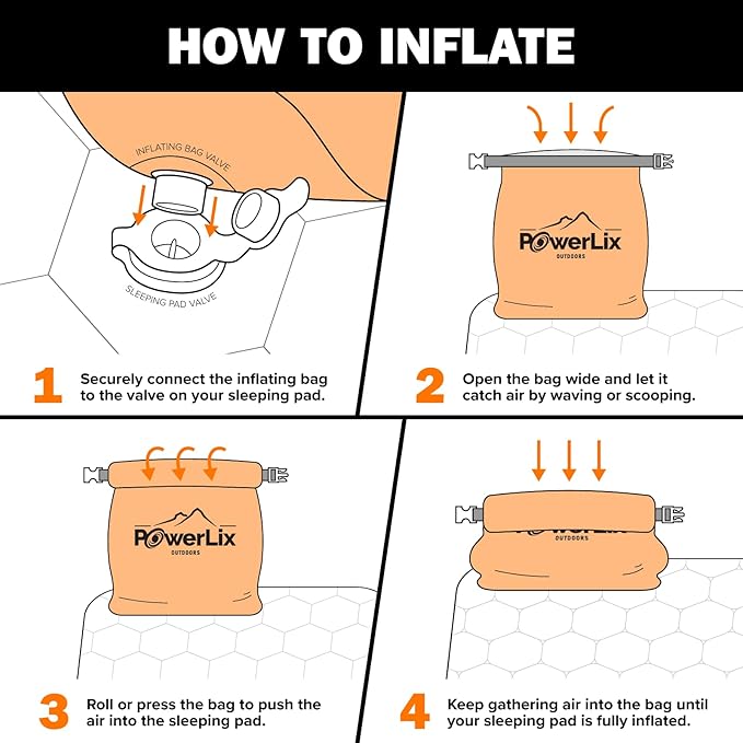 POWERLIX Ultralight Inflatable Camping Sleeping Pad - Camping Mattress for Backpacking, Hiking, Compact Lightweight Sleeping Mat for Camping, Inflation Bag/Repair Kit Included