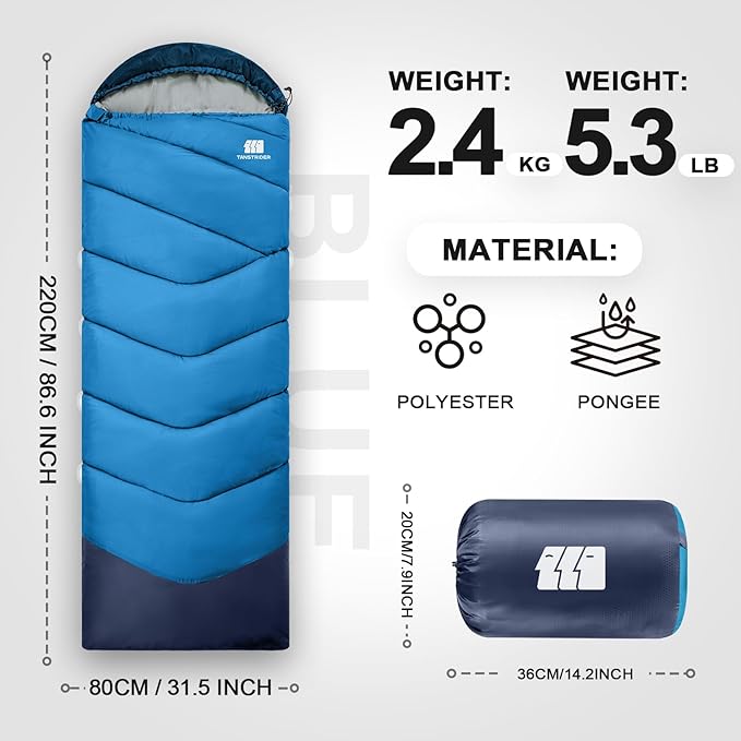 Sleeping Bags for Adults Cold Weather & Warm,Backpacking Camping Sleeping Bag for Tall Girls Boys,Lightweight,Compact,Waterproof Camping Gear for Traveling,Hiking,Hotel,Outdoor & Indoor