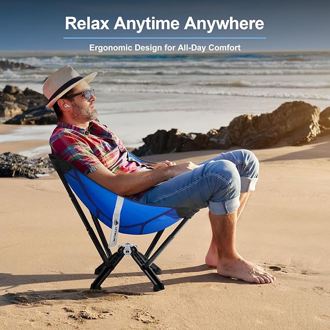 Camping Chairs for Adults, Supports 600 Lbs Lightweight Folding Camping Chair, Collapses to Size of Water Bottle Portable Camping Chair for Outdoor, Beach, Lawn, Travel, Picnics