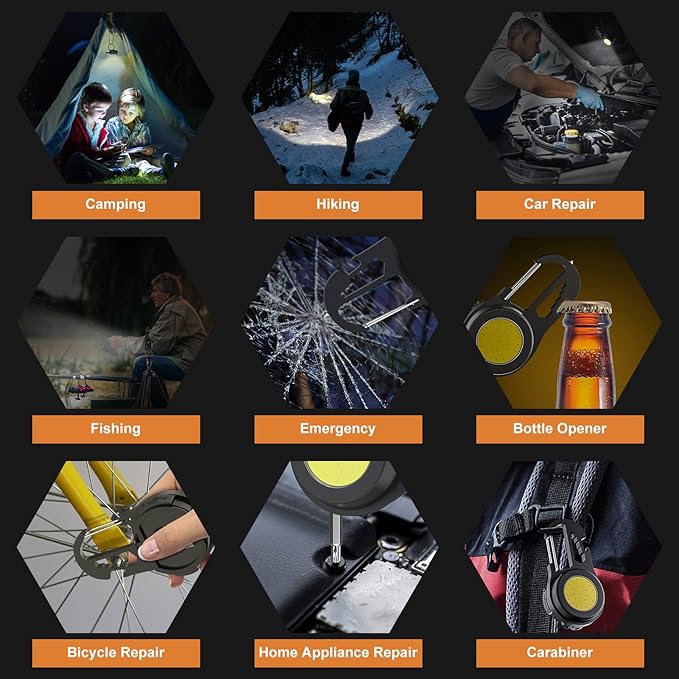 Mini COB Rechargeable LED Flashlight, Portable, Waterproof, Foldable, 800 Lumen, 4 Modes, Magnetic Stand, Battery Powered