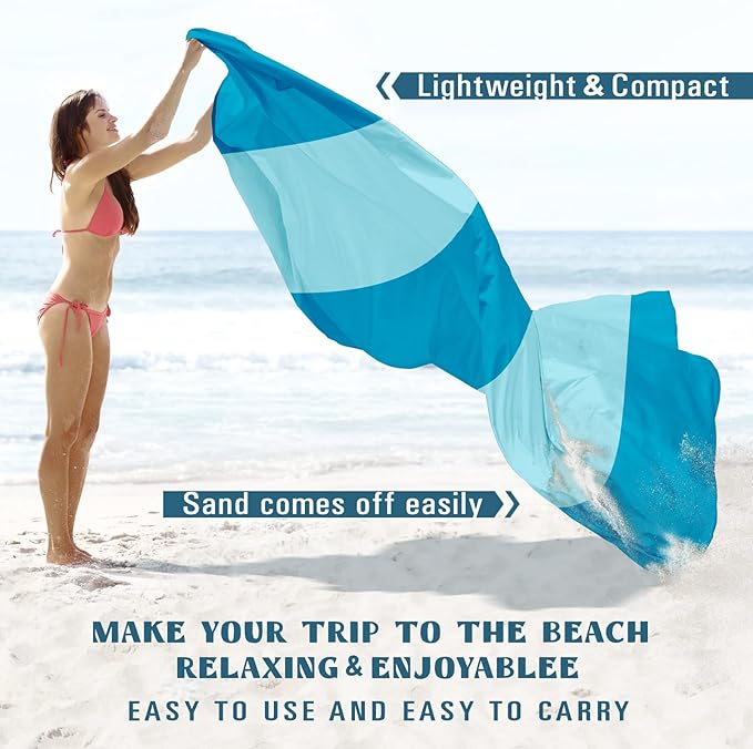 Beach Blanket Sandproof Waterproof 10'×9' 1-8 Adults Oversized,Compact Lightweight Durable Beach Mat for Travel Camping Hiking Picnic Blanket