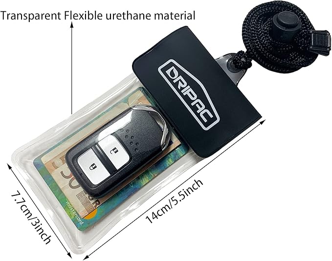 DRIPAC Waterproof Car Key FOB Case Waterproof Wallet Waterproof Holder Pouch For Key ID Badge Credit Card Money(Black)