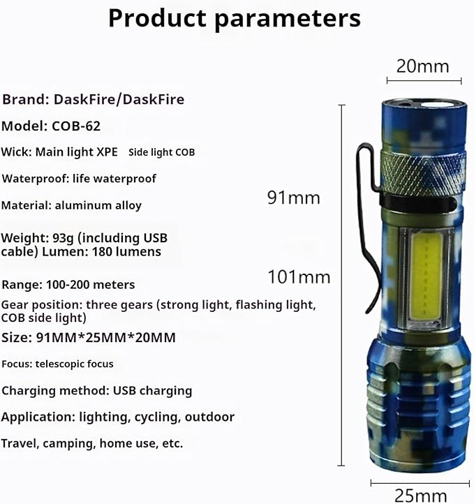 LED Flashlights -Camping Mini Pocket Flashlights with High Lumens, 60 Hour, Camouflage Zoomable Beam - Powerful, Bright,Light Weight Tactical Flash Light for Outdoor/Home