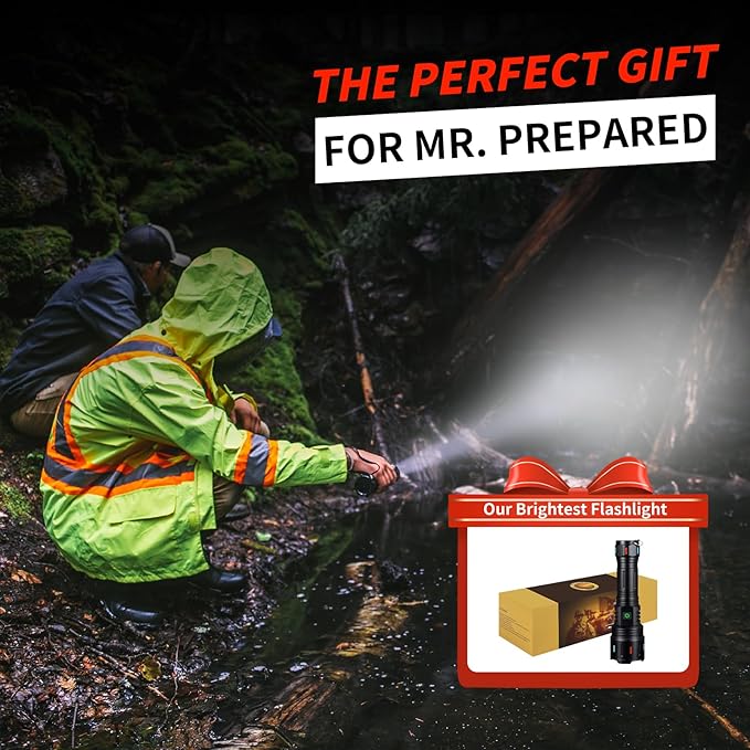 Flashlights High Lumens Rechargeable 2PACK,10000LM Super Bright Flashlight Adjustable Tactical Flashlight, 5 Modes Zoomable Waterproof LED Flash Lights