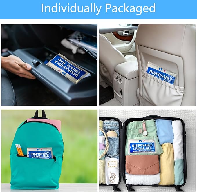 Disposable Urinal Bag, Portable Urine Bag, Portable toilet for adults, Unisex Urinal Bag for Men Women Children, Emergency pee/wee bags, vomit bags for Car, Traffic Jams, Camping, Travel (Blue, 12)
