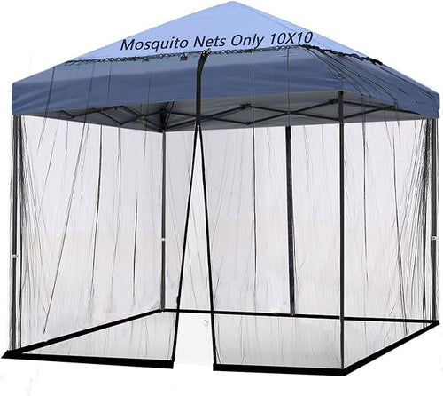 10x10 Mosquito Netting for Patio Camping Gazebo/Pop Up Canopy Tent,Double Door Side Screen Easy Installation Black(Only Mosquito Net No Frame) (Around 10x10FT)